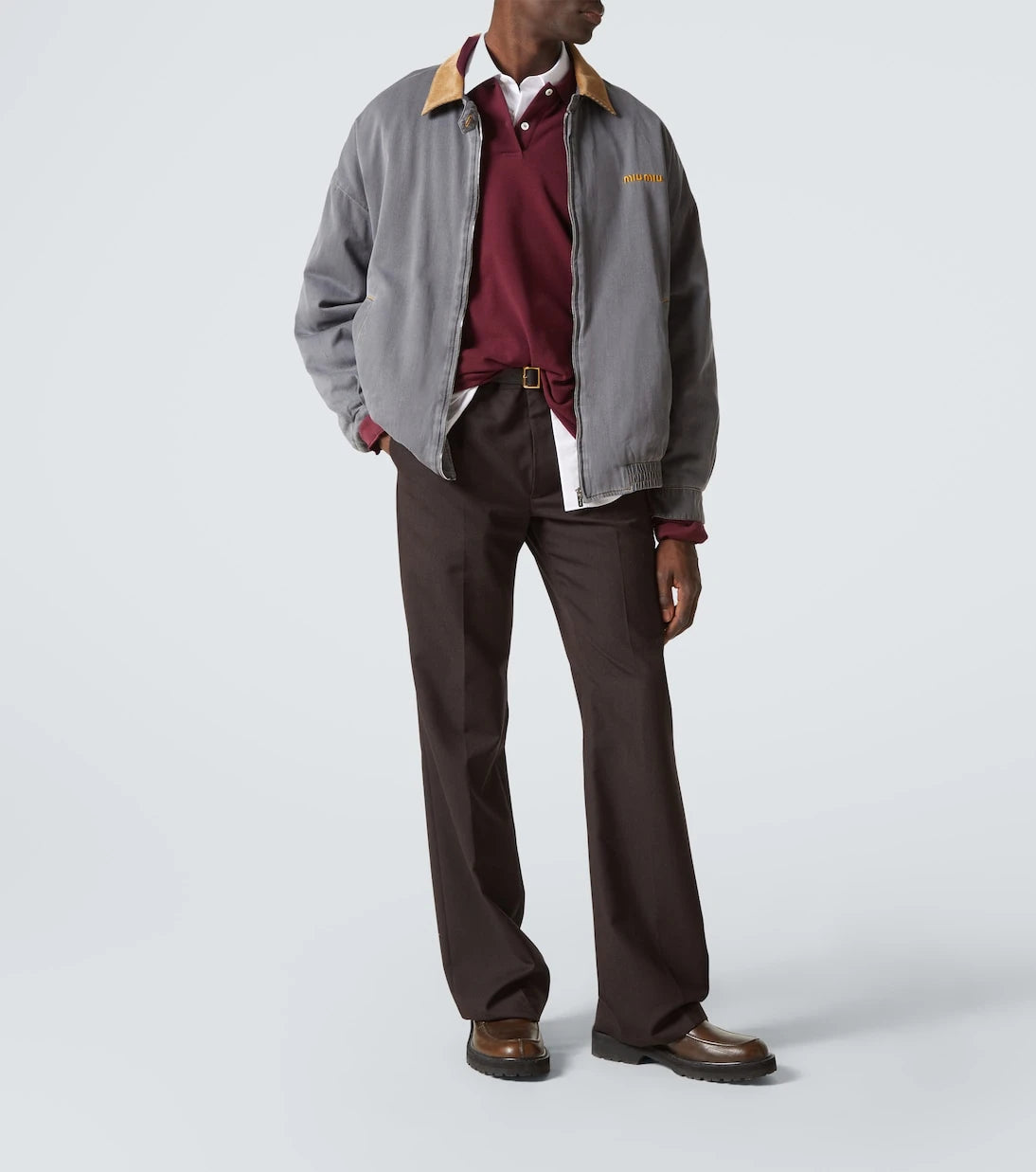 Miu Miu - Velvet-trimmed cotton chambray blouson