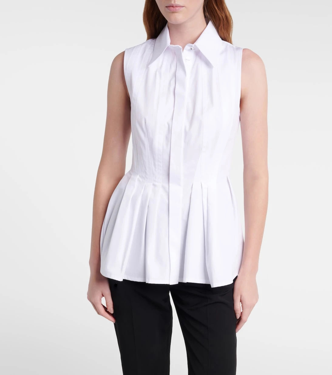 Sportmax - Certosa peplum cotton poplin shirt