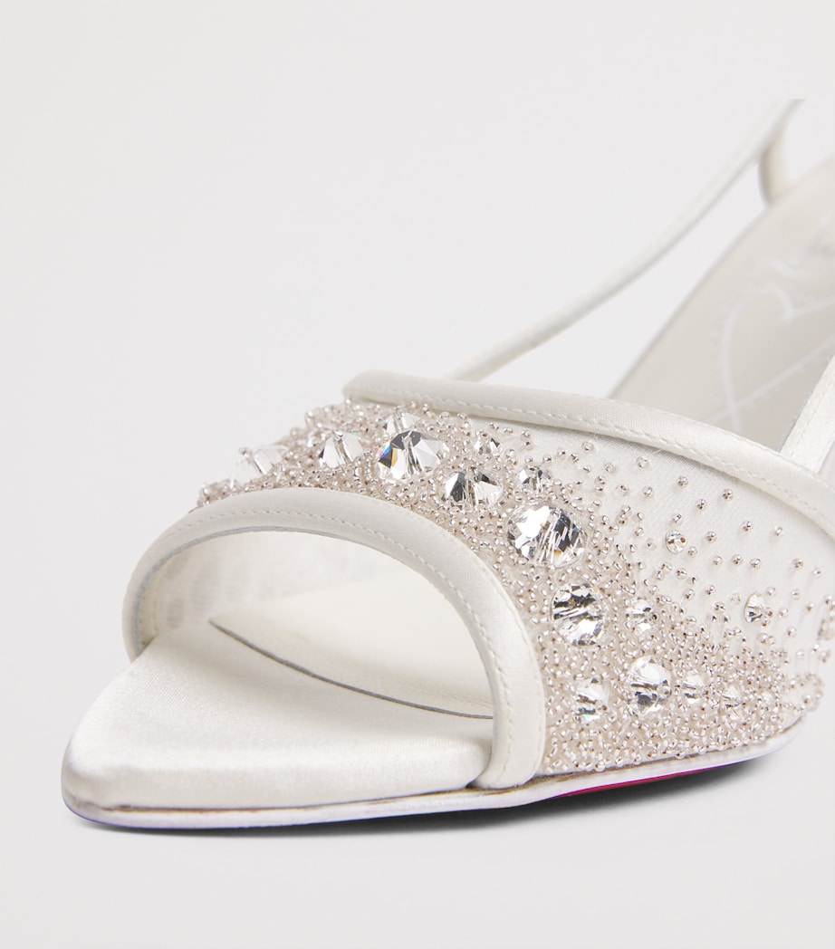 Christian Louboutin White Miss Z Embellished Slingback Sandals 80