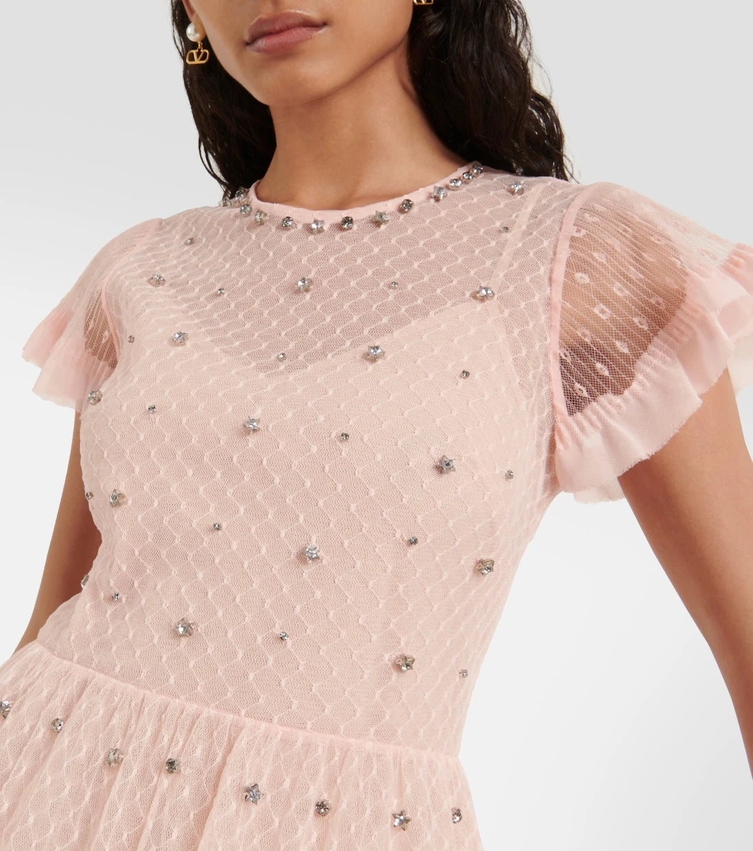 REDValentino - Embellished point d’esprit tulle minidress