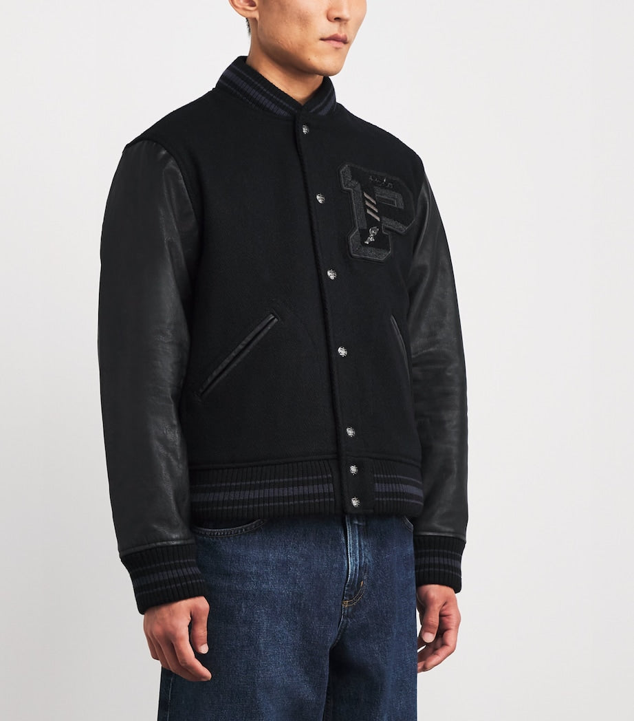 Polo Ralph Lauren Wool-Blend Leather-Sleeve Varsity Jacket