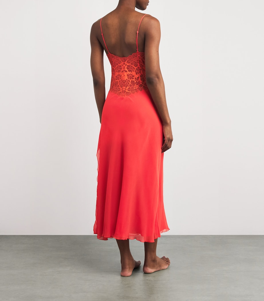 Bocan Orange Silk Chiffon Slip Nightdress