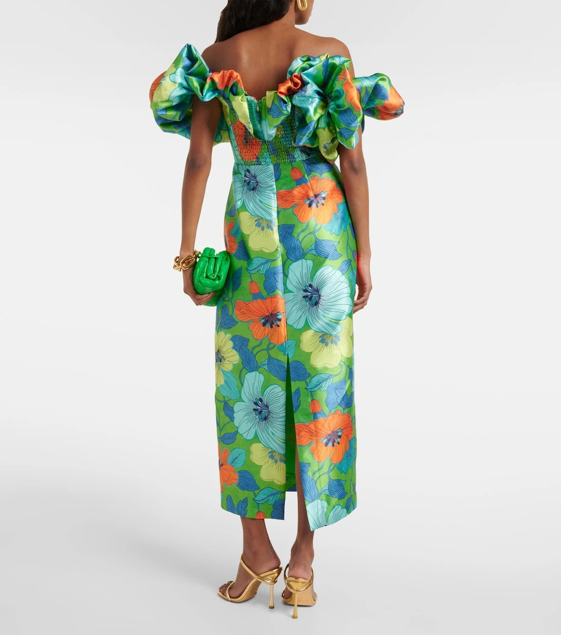 Alémais - Floral ruffled satin midi dress