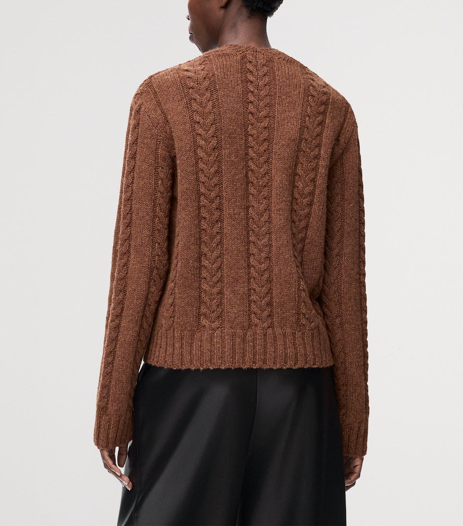 LOEWE Brown Wool Cable-Knit Sweater