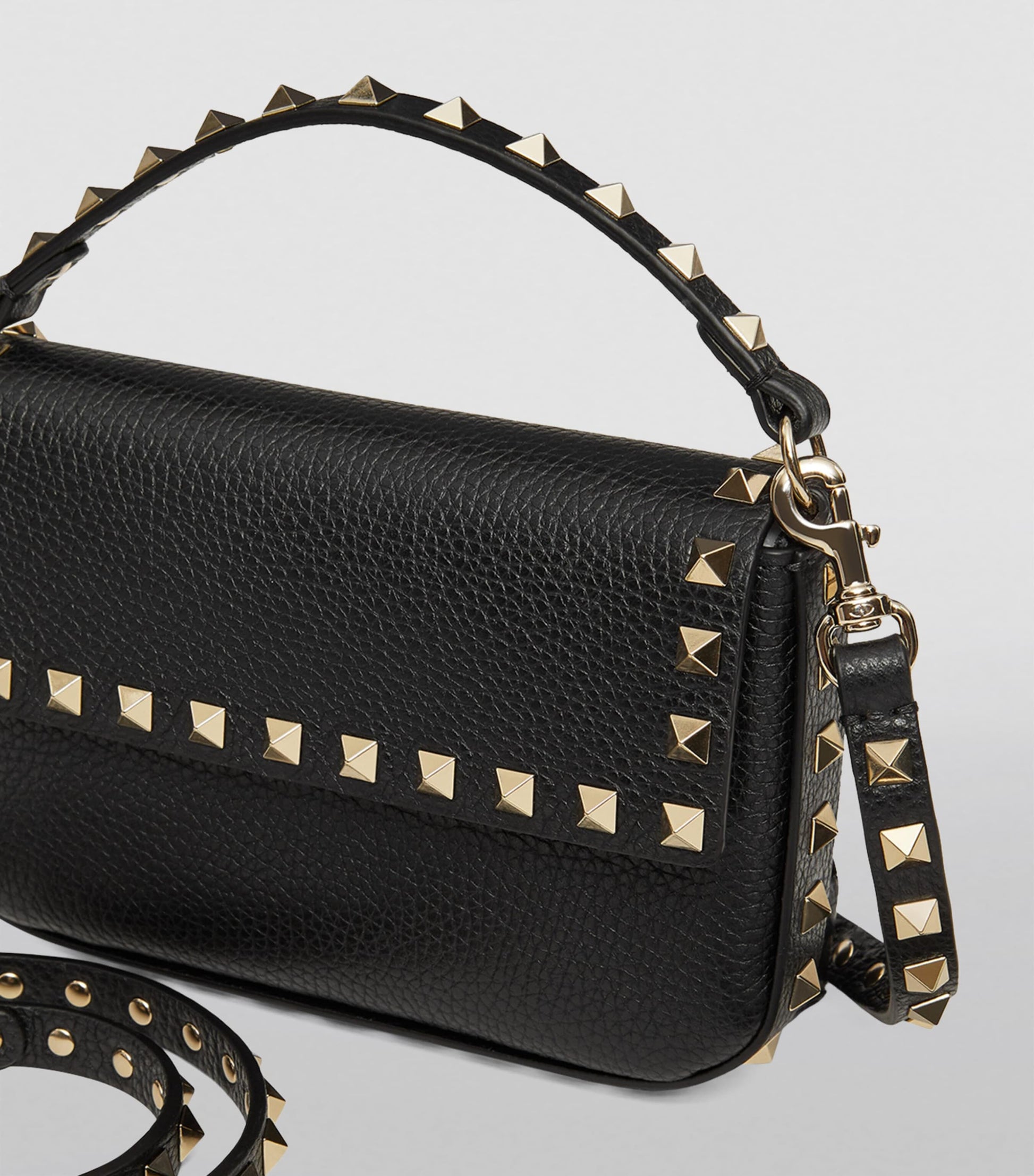 Valentino Garavani Black Leather Rockstud Cross-Body Pouch