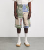 Linen-Cotton Bandana Print Shorts