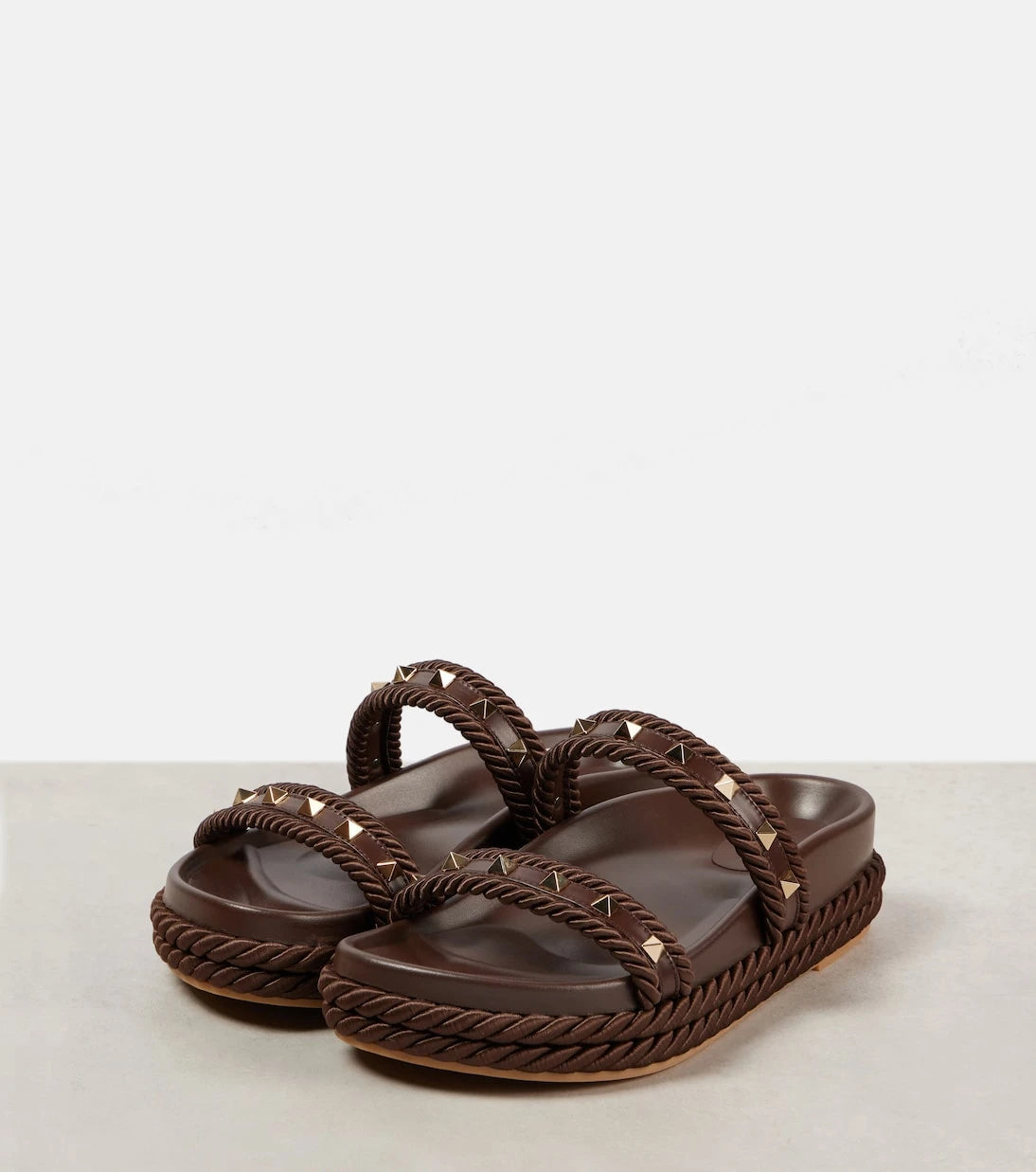 Valentino Garavani - Rockstud Torchon leather-trimmed sandals