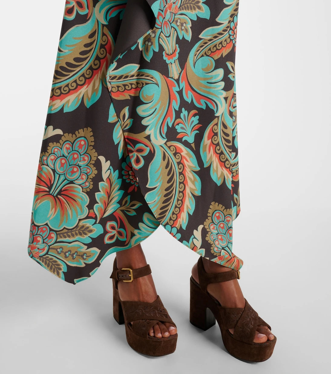 Etro - تنورة بتصميم لف غير متماثل وبنقشة الزهور