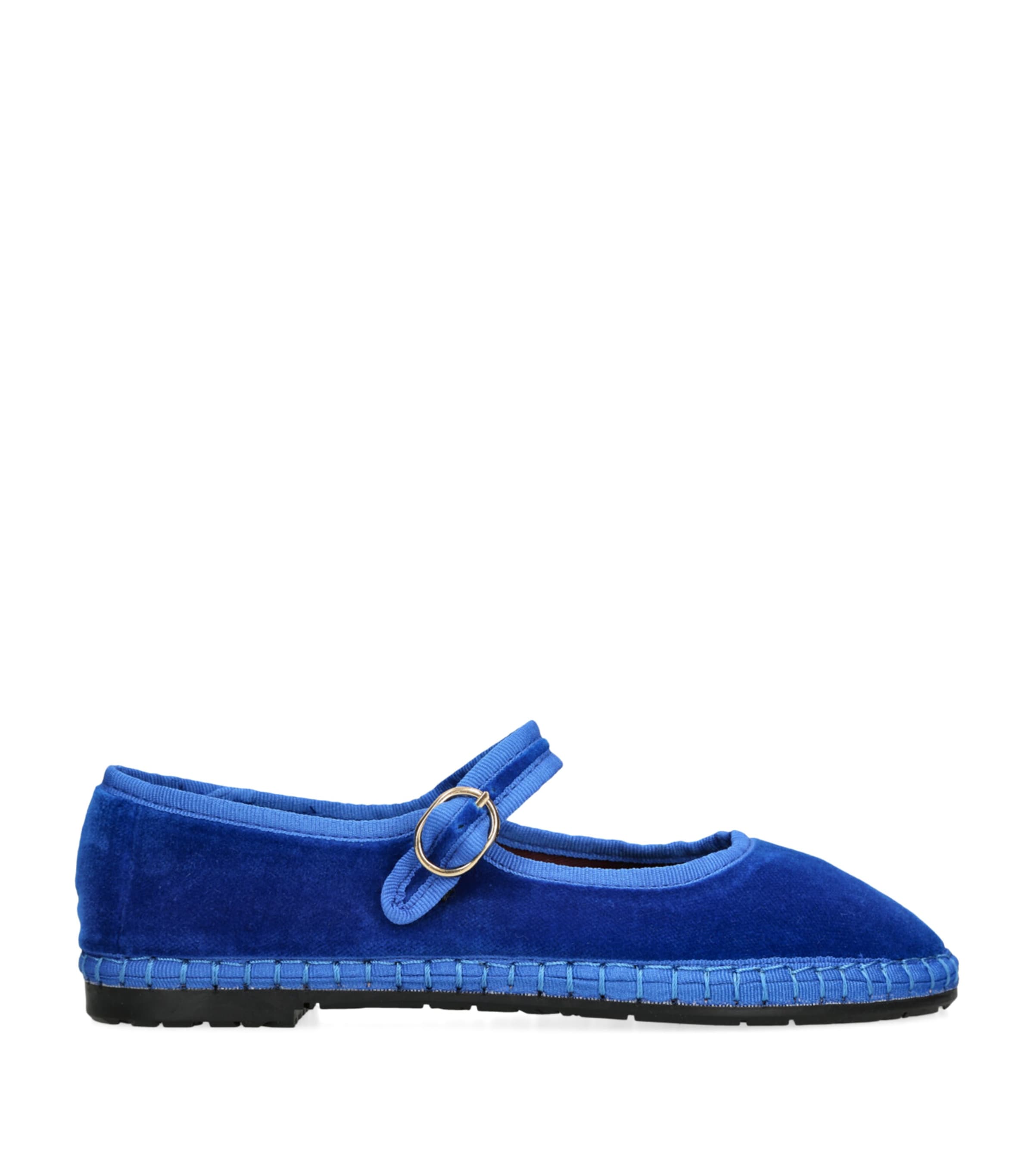 Flabelus Blue Velvet Oe Mary Janes