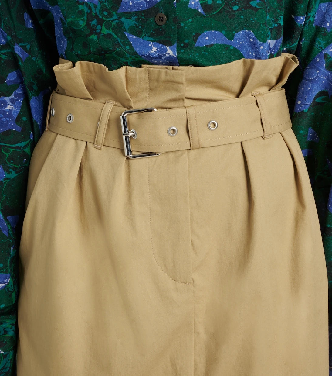 Dries Van Noten - Belted pleated cotton midi skirt