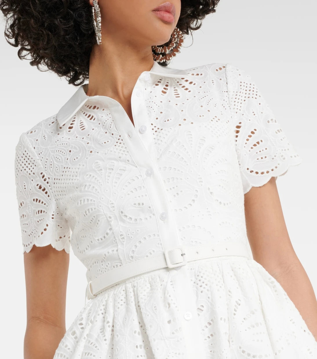 Self-Portrait - Embroidered cotton midi dress