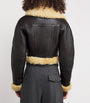 Shearling-Trim Aviator Leather Jacket