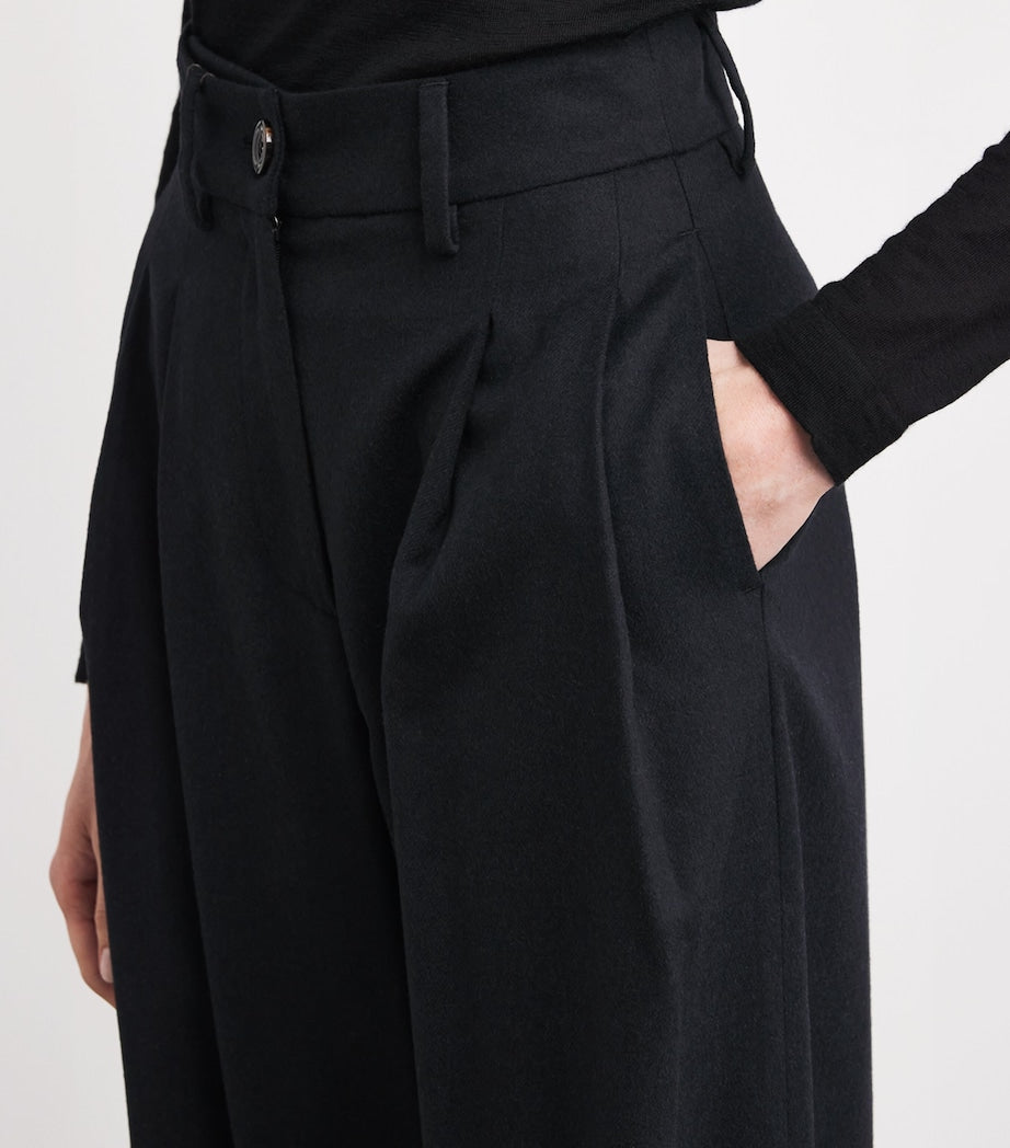 Colombo Kid Cashmere Pleated Wide-Leg Trousers