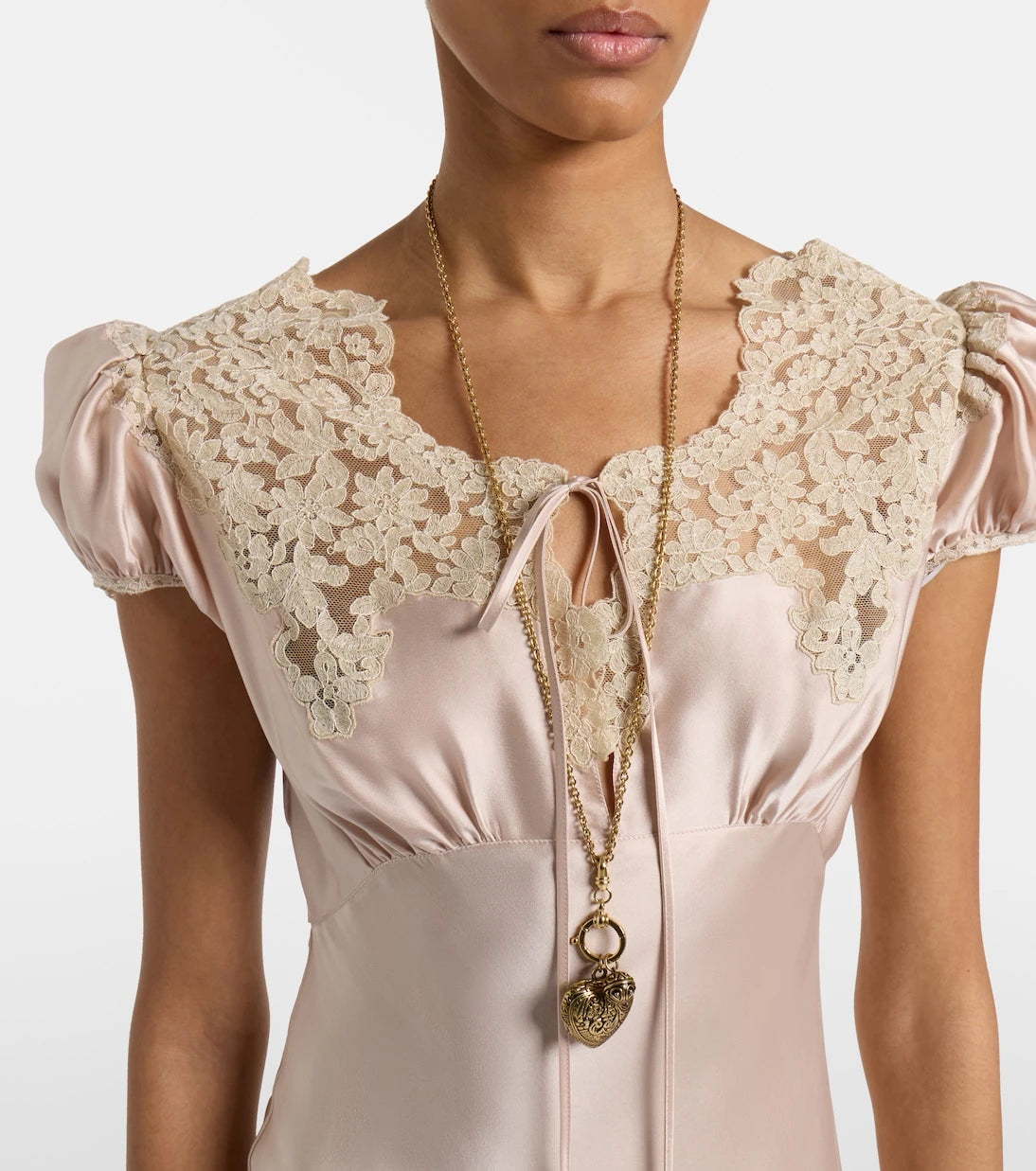 Chloé - Lace-trimmed silk satin maxi dress