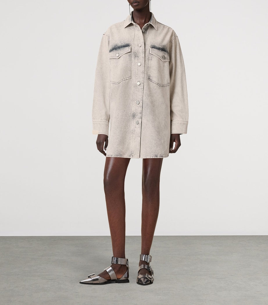AllSaints Grey Organic Denim Faye Mini Shirt Dress