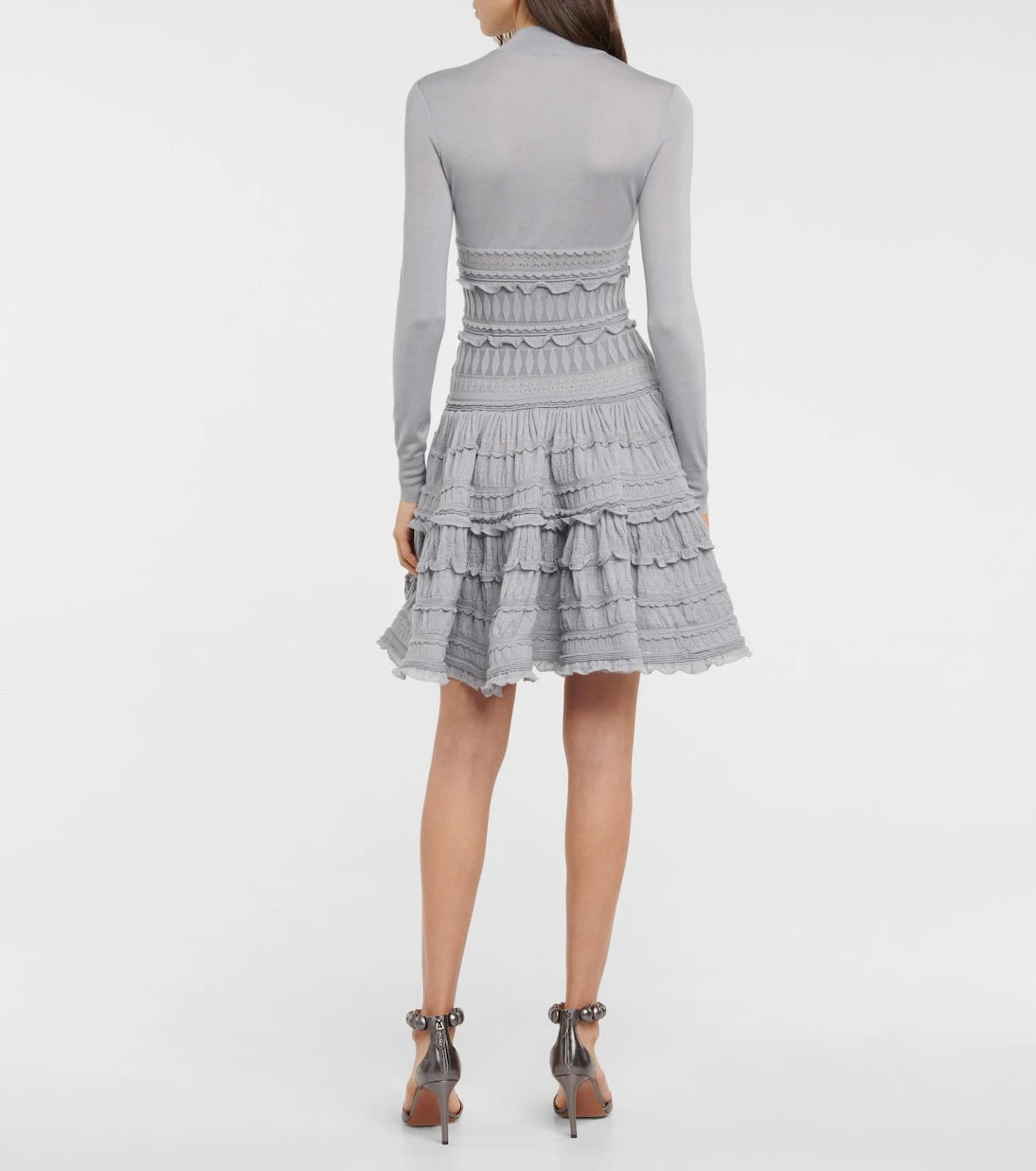 Alaïa - فستان من مزيج الصوف والدانتيل