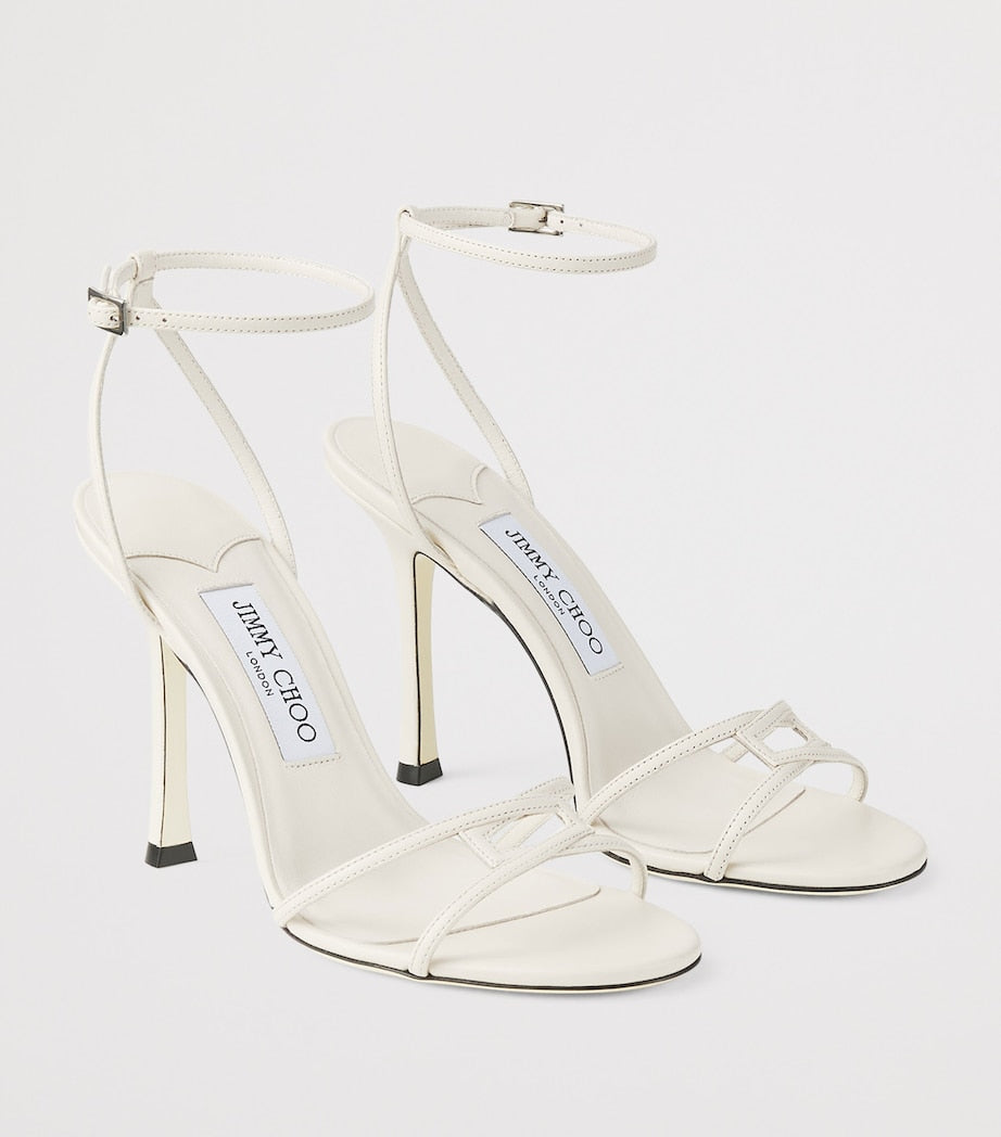 Jimmy Choo White Leo 1998 110 Leather Heeled Sandals