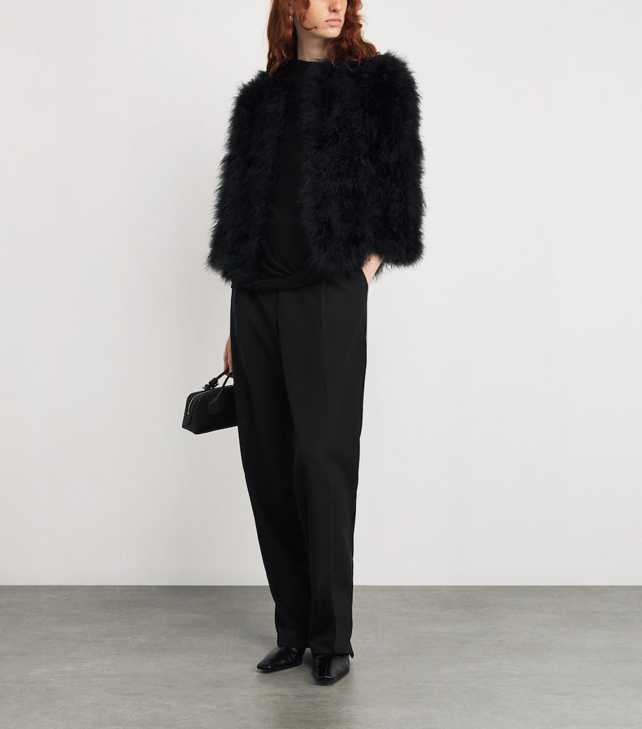 Yves Salomon Black Feather Jacket