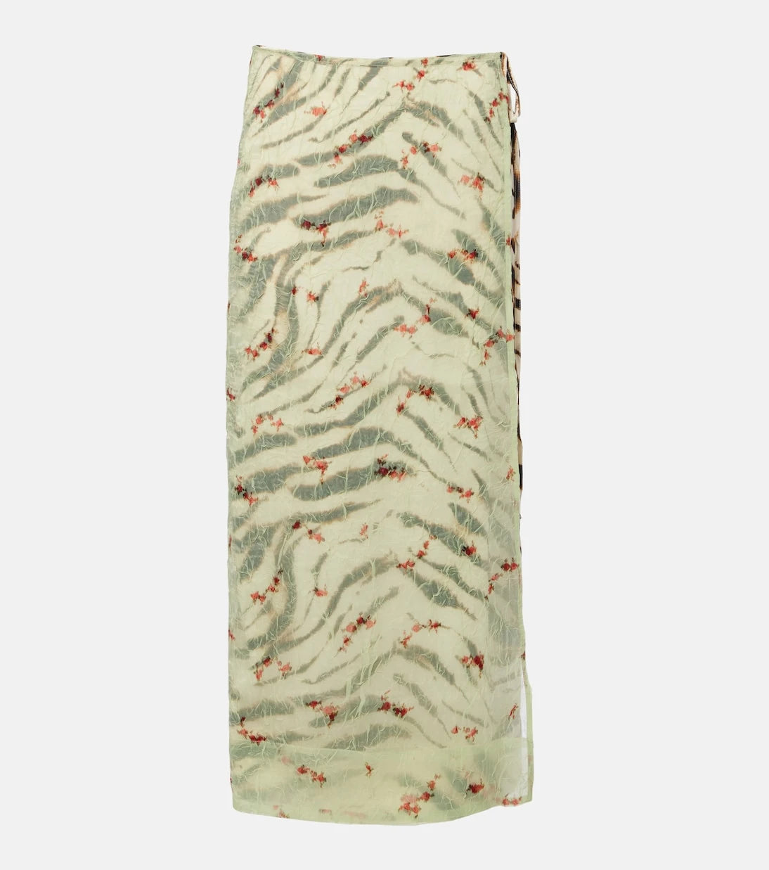 Ganni - Printed organza wrap skirt