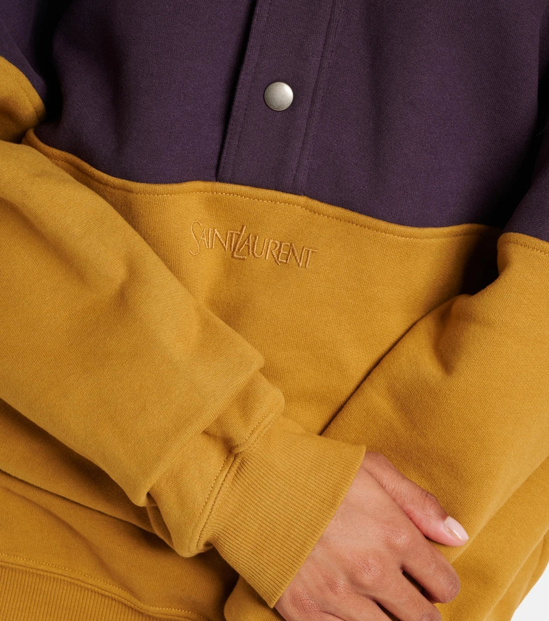 Saint Laurent - Colorblocked cotton fleece sweatshirt