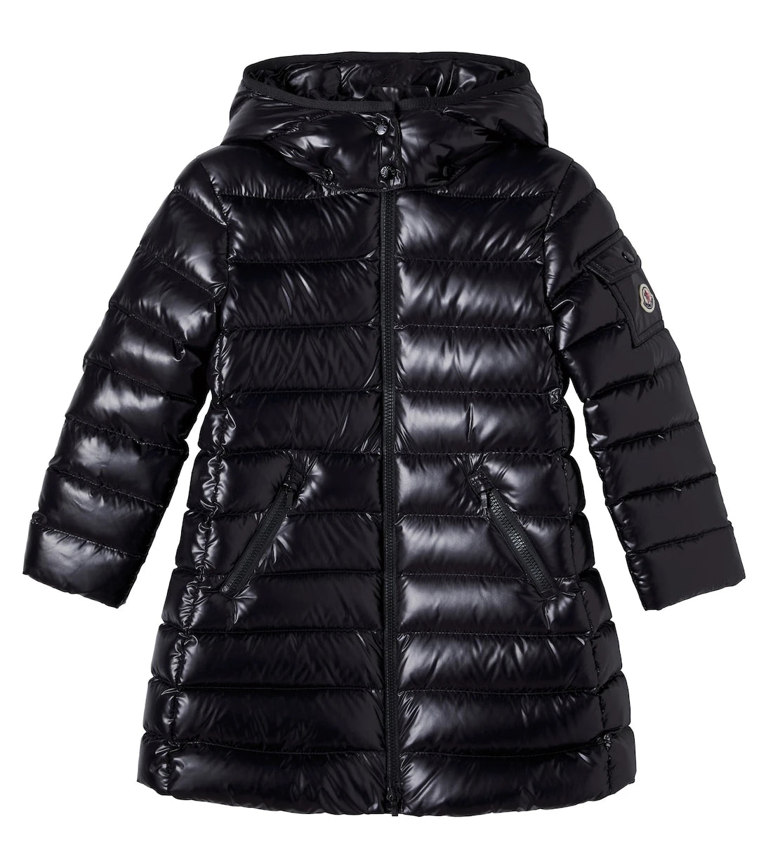 Moncler Enfant - معطف موكا لوجو المبطن بالزغب