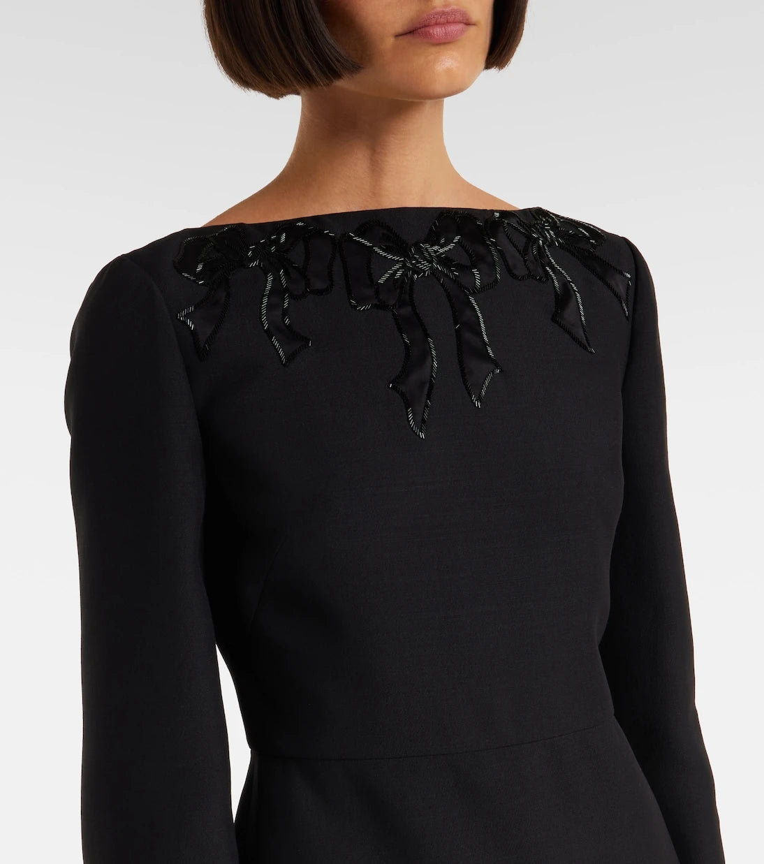 Valentino - Embroidered wool and silk midi dress