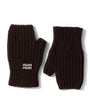 Brown Wool-Cashmere-Blend Logo Gloves