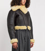 Jacquemus Brown Shearling-Trim Aviator Leather Jacket