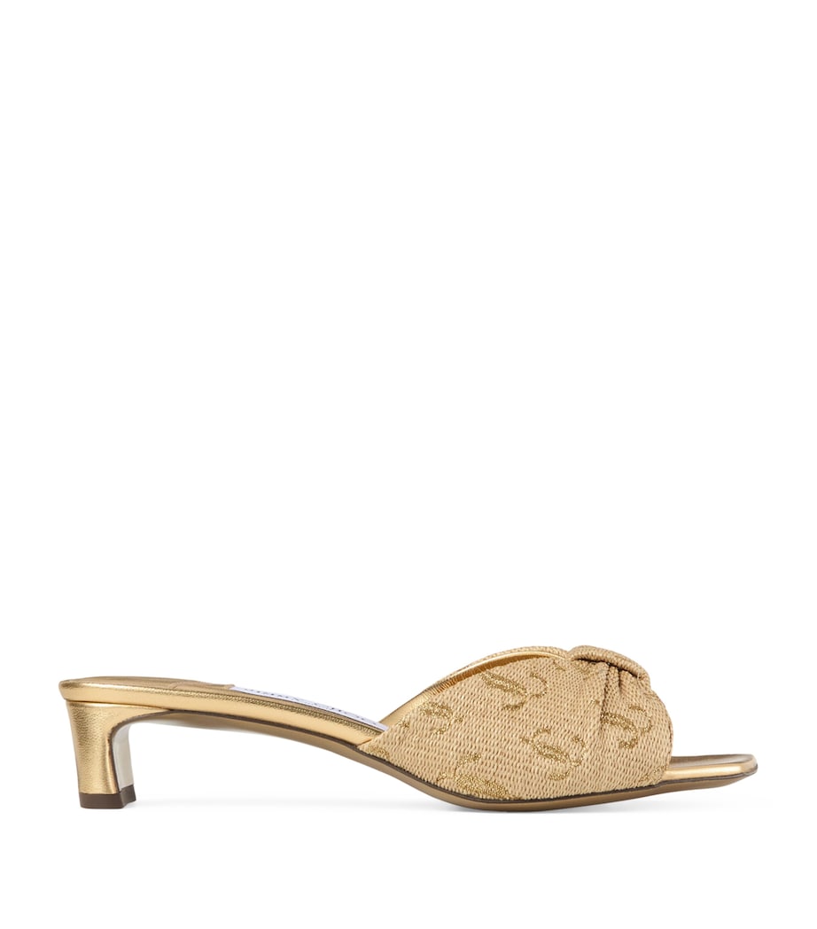 Gold Annika Monogrammed Heeled Mules 35