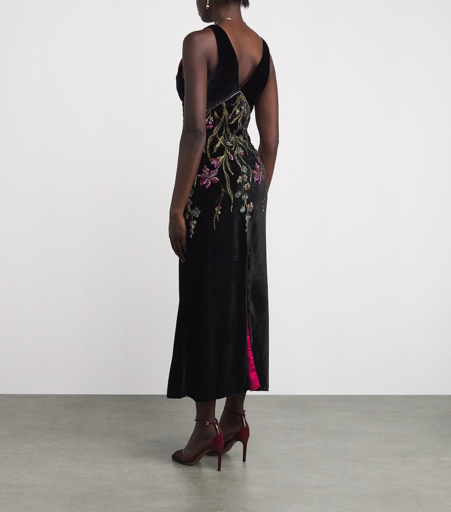 Velvet Embroidered Zaffira Maxi Dress