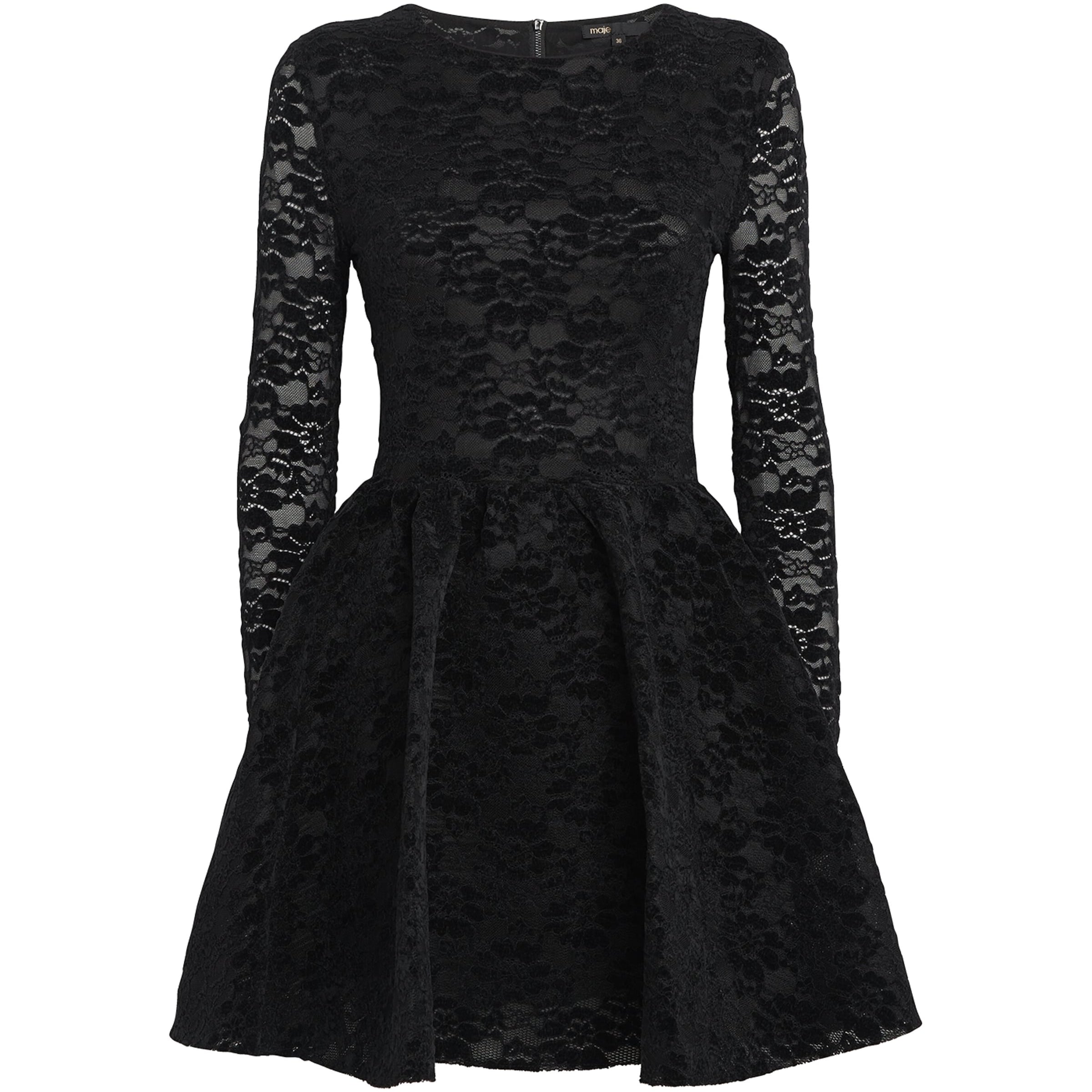 Maje Black Velvet-Lace Mini Dress