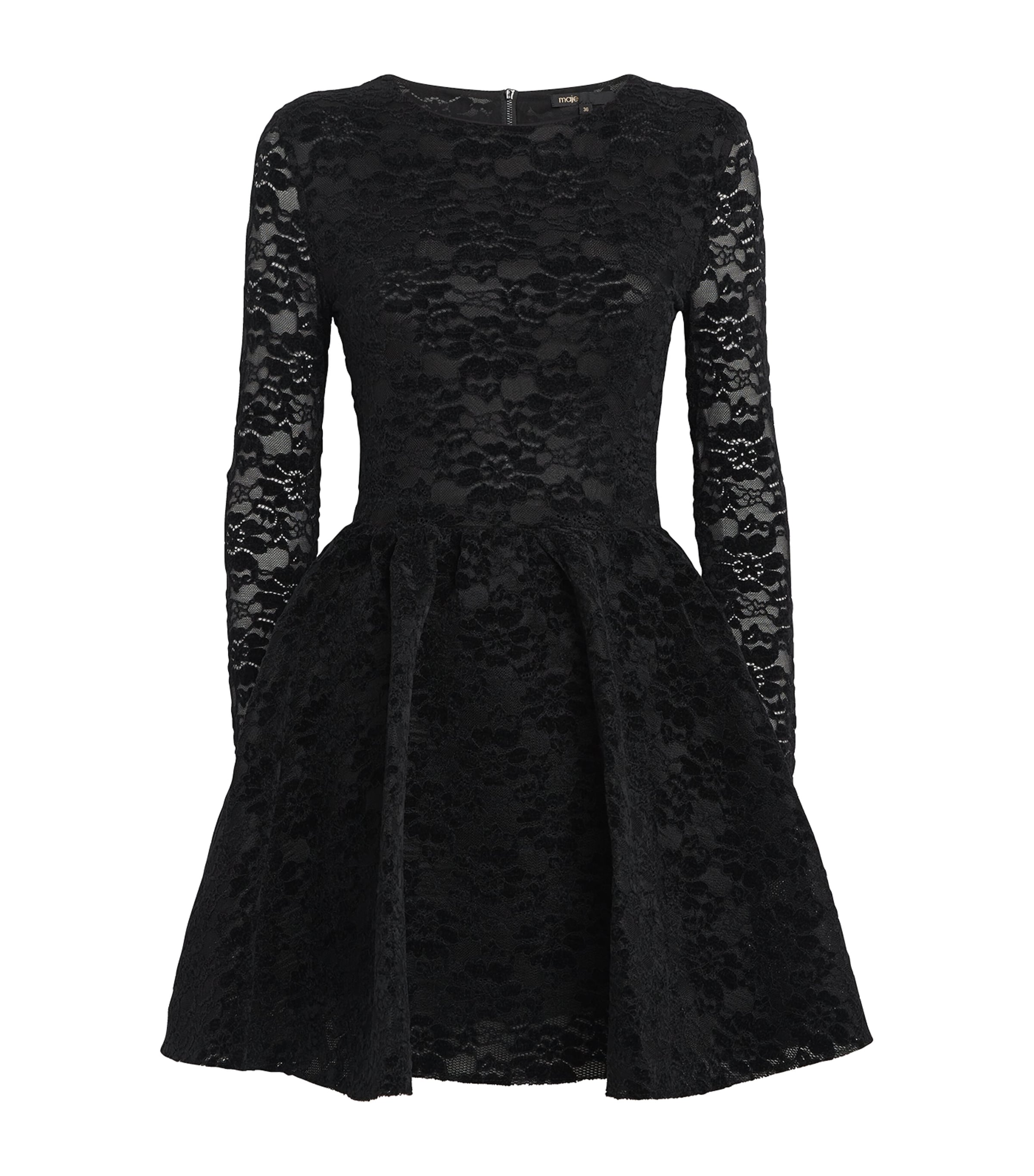 Maje Black Velvet-Lace Mini Dress