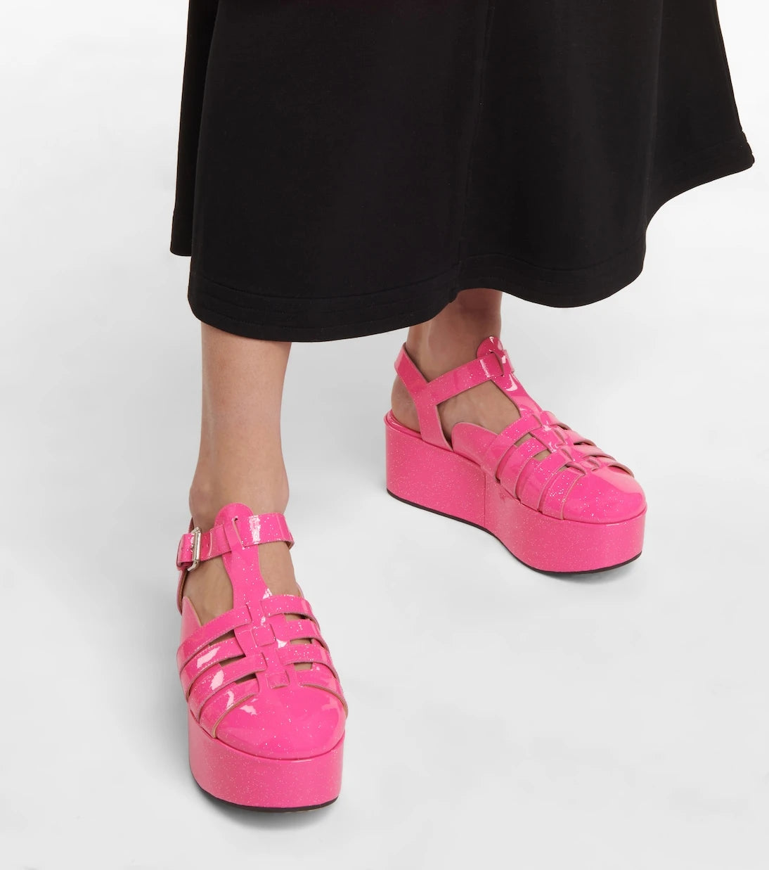 Loewe - Glitter patent leather platform sandals