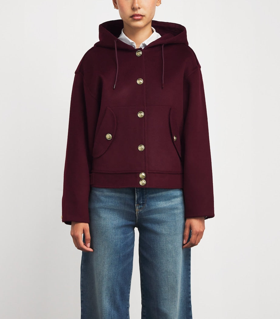 Red Wool Hooded Coat