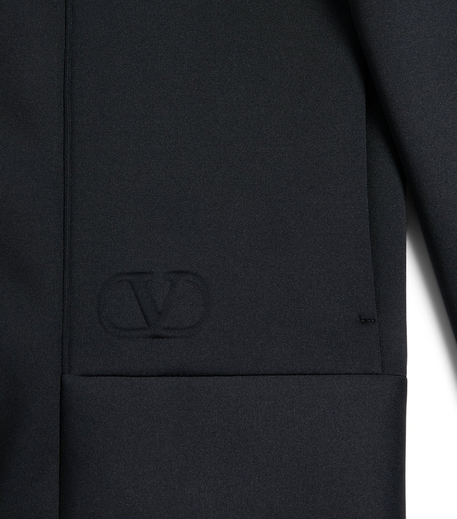 Valentino Black Technical Jersey Zip-Up Hoodie