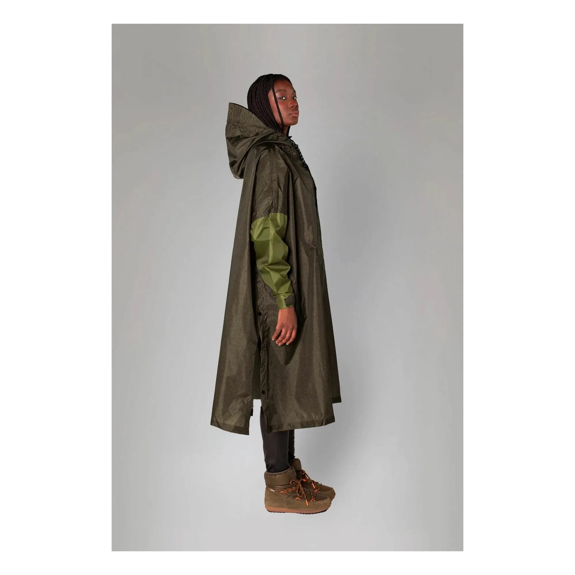 Rainkiss - Herringbone Raincoat Cape - Women's Collection | Brown