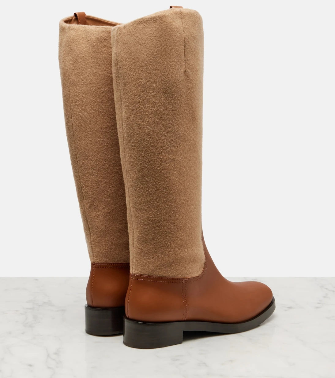 Max Mara - Cavaliere leather and wool knee-high boots