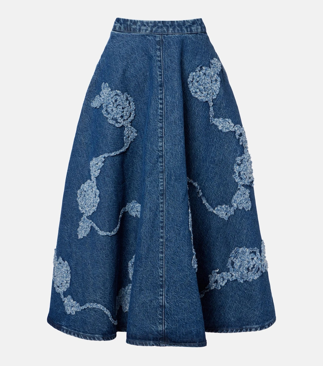 Rotate - Berty embroidered denim midi skirt
