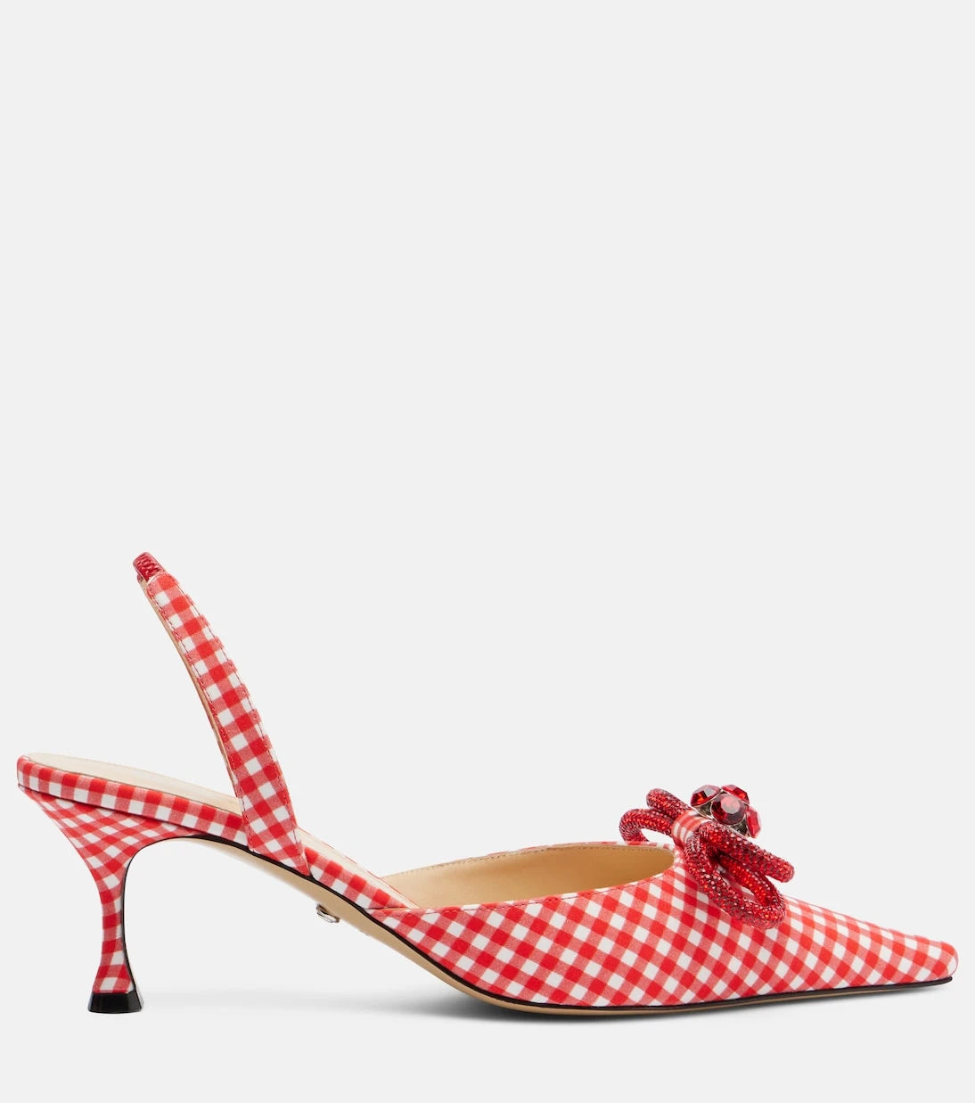 Mach & Mach - Double Bow gingham slingback pumps