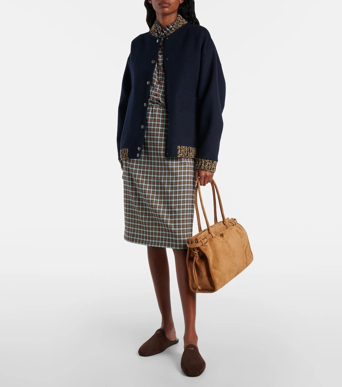 Prada - حقيبة يد بوني الكبيرة من جلد الشمواه من برادا