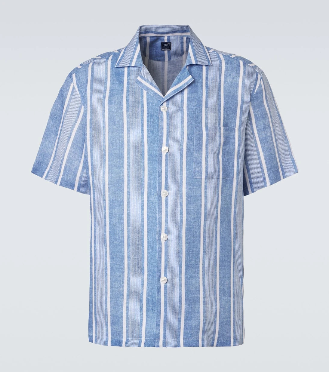 Fedeli - Striped linen bowling shirt