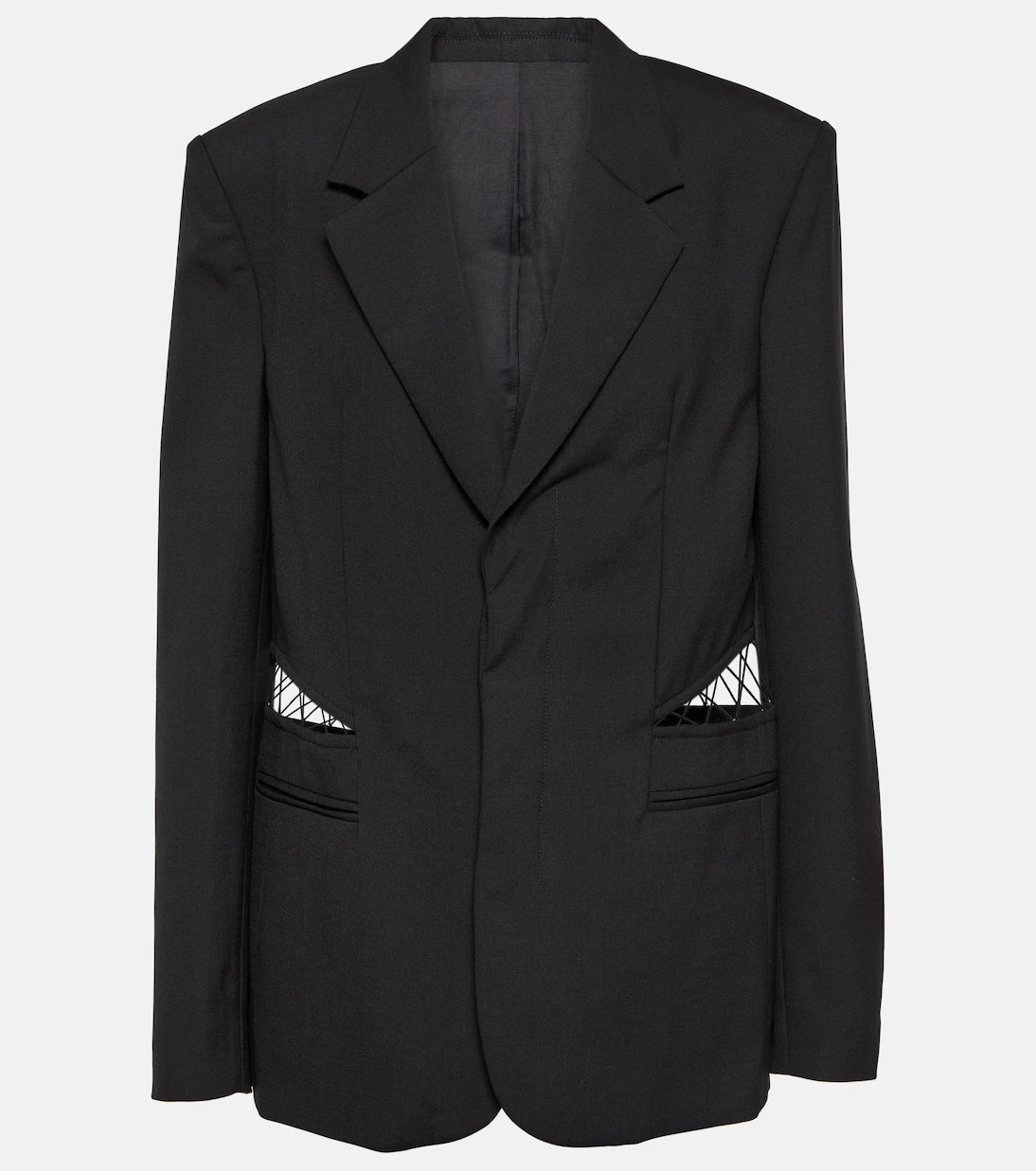 Dion Lee - Dantel şeritli, dekolteli yün blazer