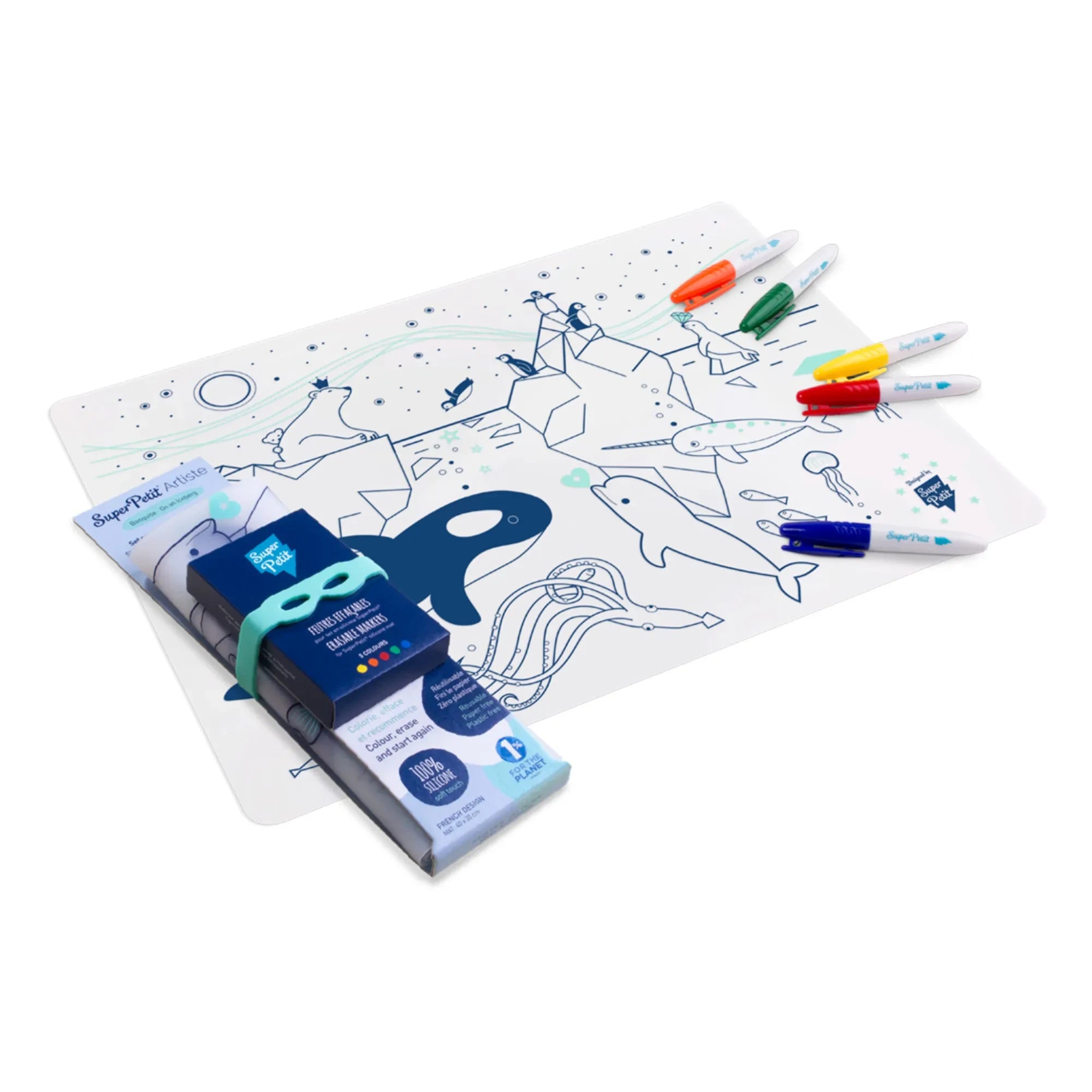 Superpetit - Sur la Banquise Colour In Placemats with 5 Pens and a Bracelet