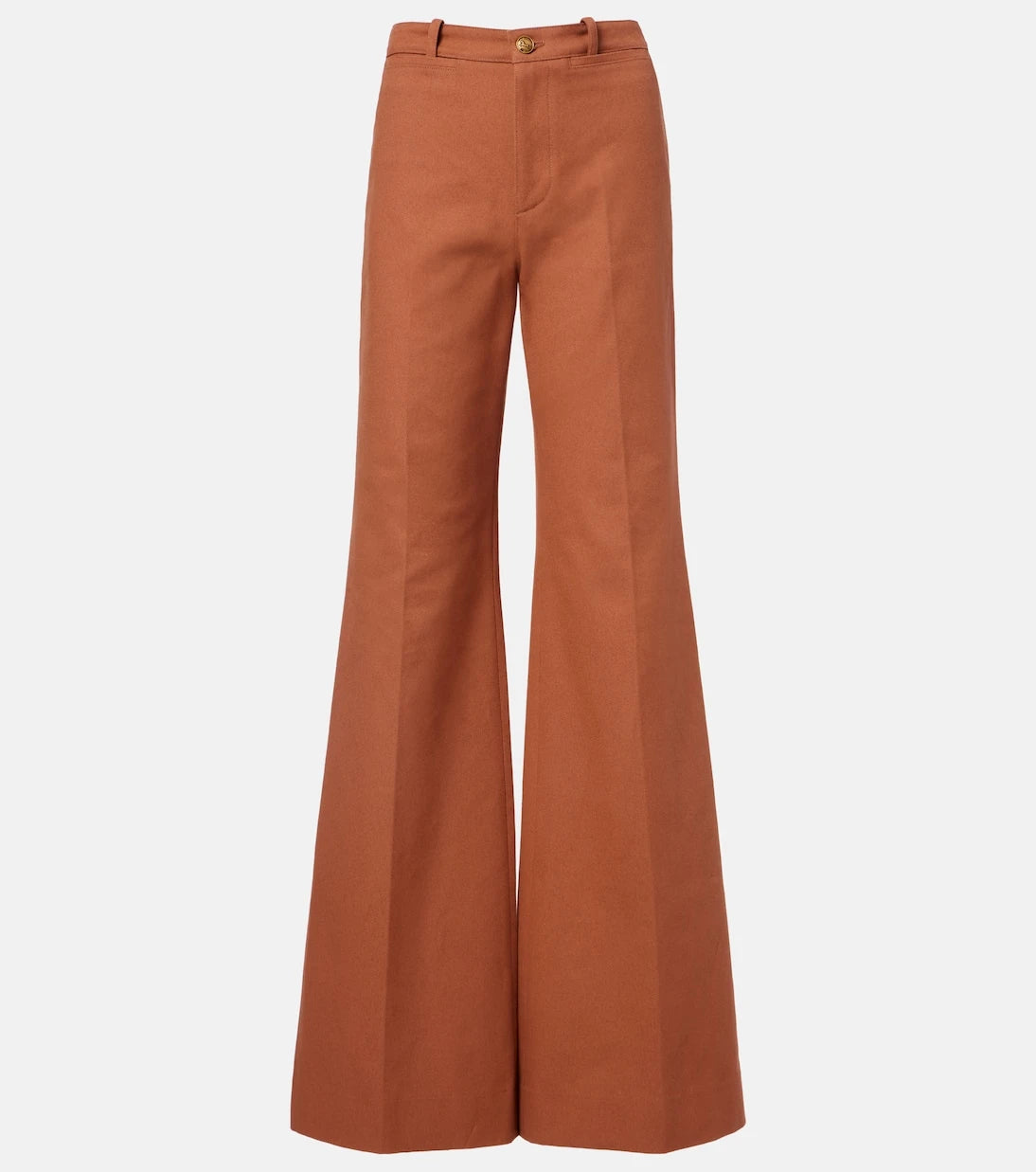 Chloé - High-rise cotton canvas flared pants