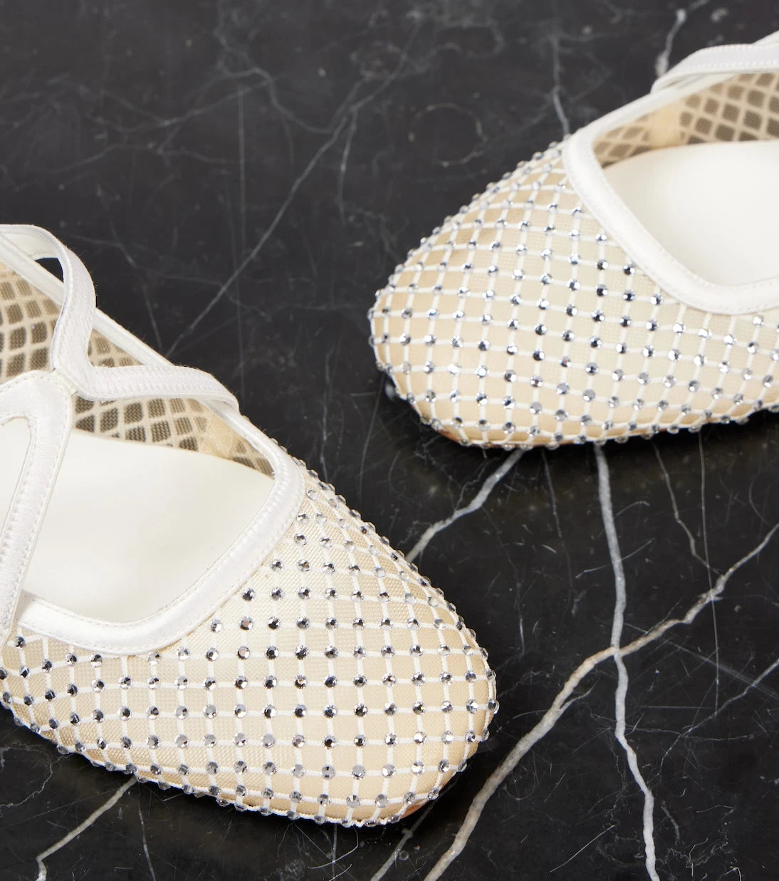 Jimmy Choo - Astoria embellished mesh ballet flats