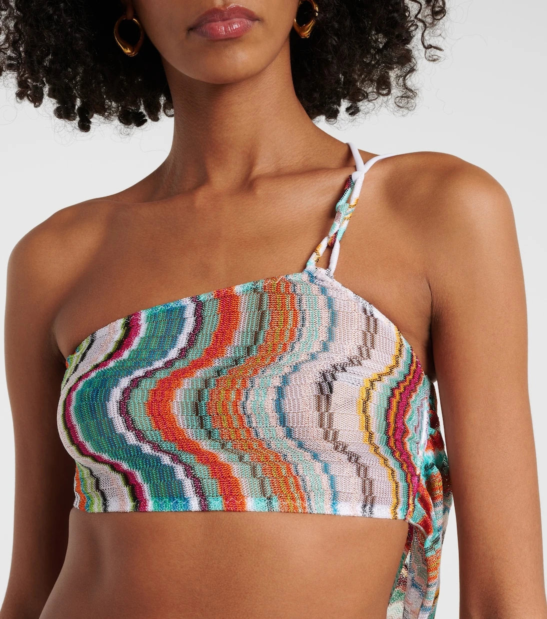 Missoni - Zigzag one-shoulder lamé crop top