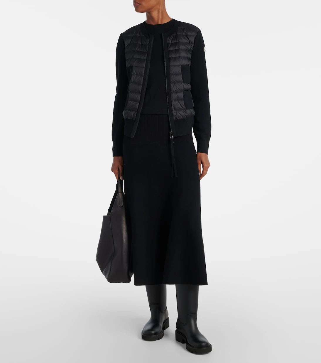 Moncler - Down-paneled virgin wool cardigan