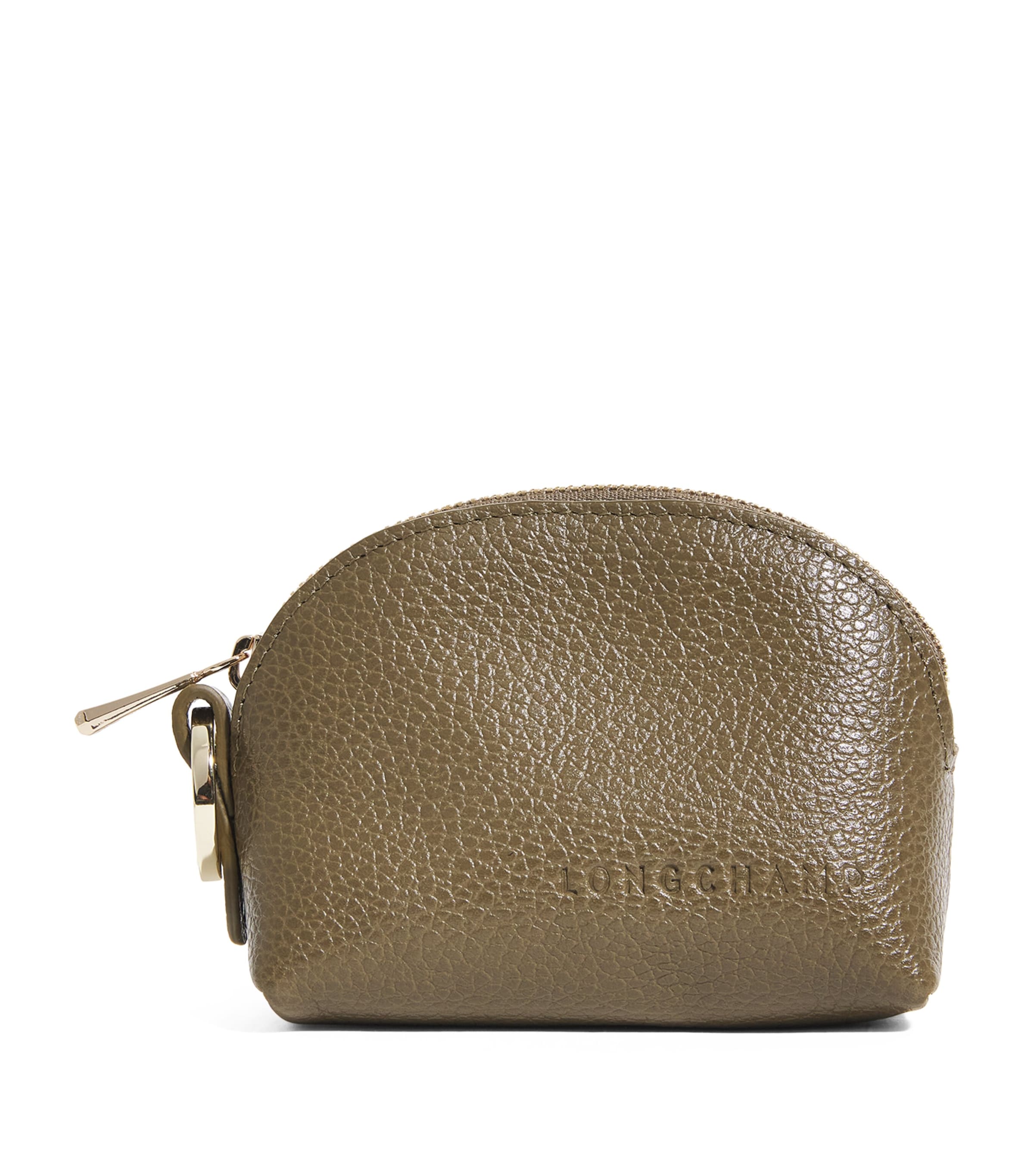 Longchamp Green Leather Le Foulonné Coin Purse