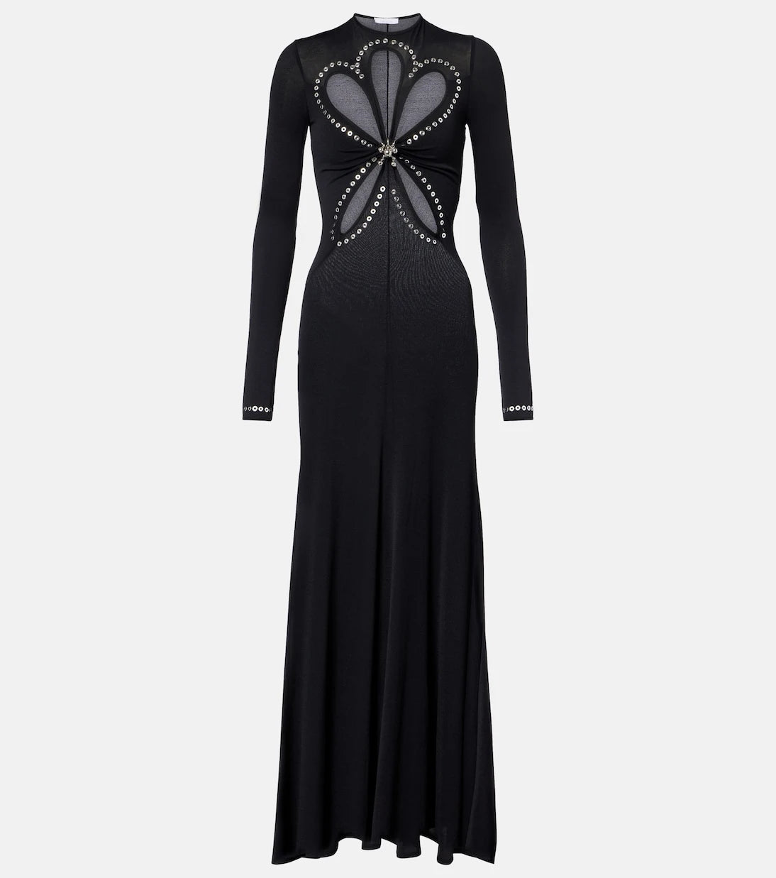 Rabanne - Cutout embellished jersey maxi dress