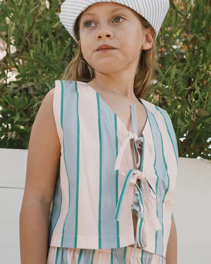 Tinycottons RETRO STRIPES BOWS VEST Çocuk Pamuklu Gömlek